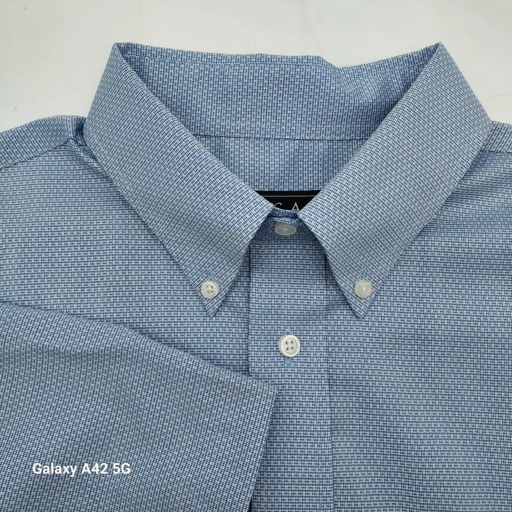 Jos. A. Bank Traveler Mens Blue Pattern‎ Button Down Shirt Traditional Fit LARGE